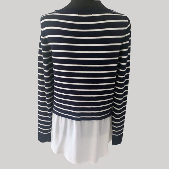 New York & Company 7TH AVENUE DESIGN STUDIO Navy blue/white Soft Sweater size M - Picture 3 of 10